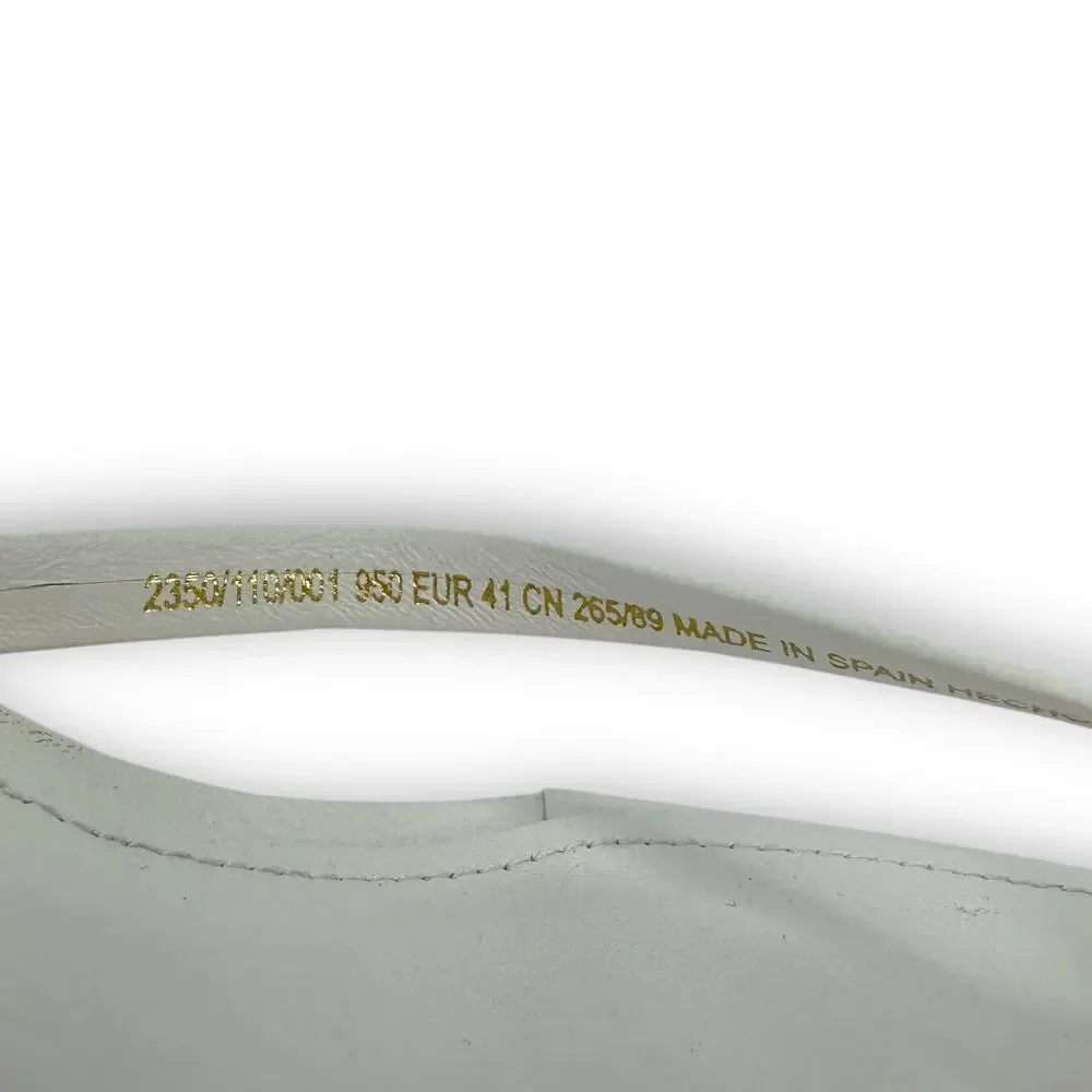 Zara Strappy Toe Post Heeled Leather Sandals Size EU 41 US 10 White Square Toe - Picture 11 of 14